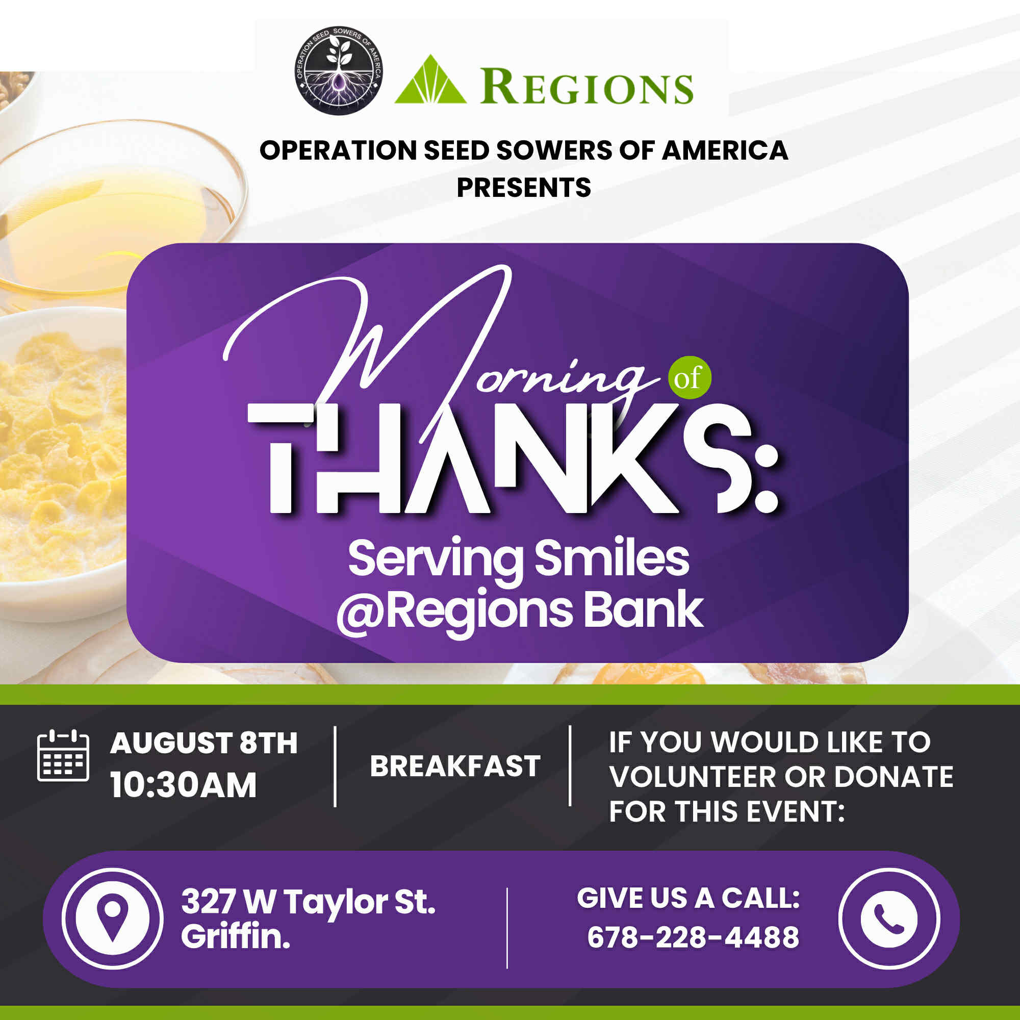 Morning of Thanks: Serving Smiles @Regions Bank flyer