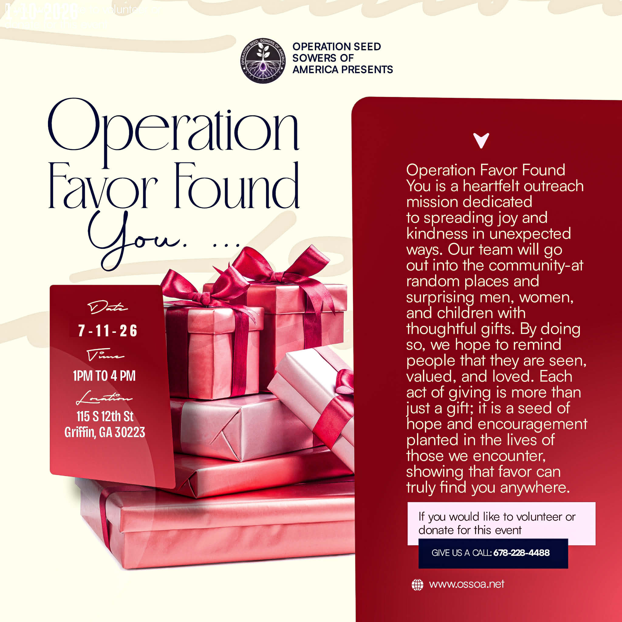 Operation: Favor Found You flyer